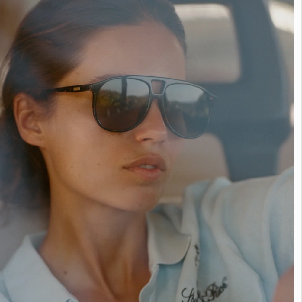 Sporty & Rich Black Tortoiseshell-Trim Women's Sunglasses